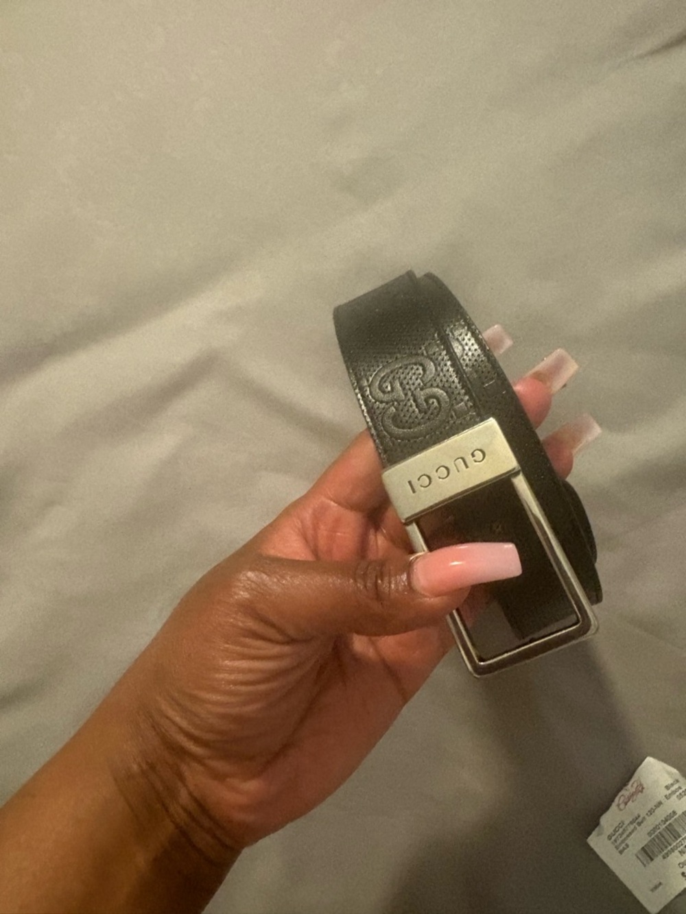 Gucci Black Embossed Leather Belt - Picture 8 of 8